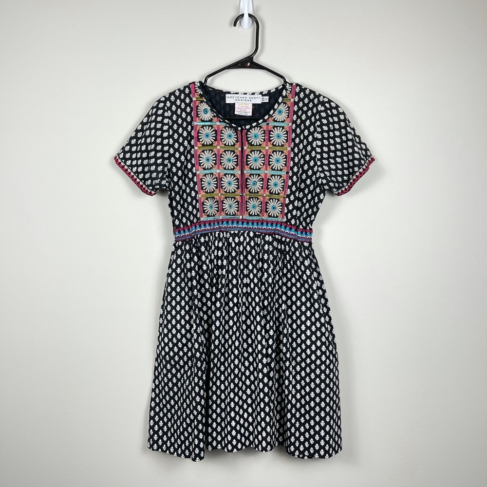 Gretchen Scott Design Black and White Dress With Neckline Embroidery - Picture 1 of 7